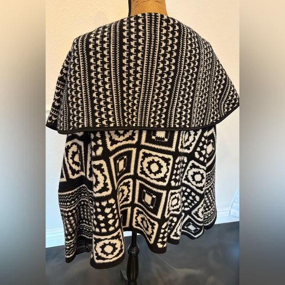 Maeve Anthropologie Square Patchwork Kimono Black & White Oversized Sweater XL - Picture 5 of 10